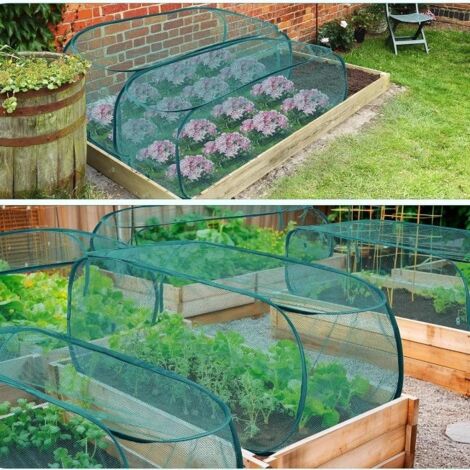 Cage protectrice de couverture de serre d'usine de maille pop-up pliable avec 4 piles au sol