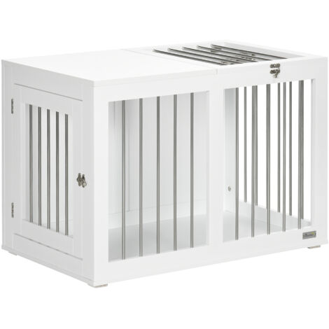 Cage transport pour chiens moyens, blanche – Dimensions 80 x 50 x 56,5 cm, pratique et légère