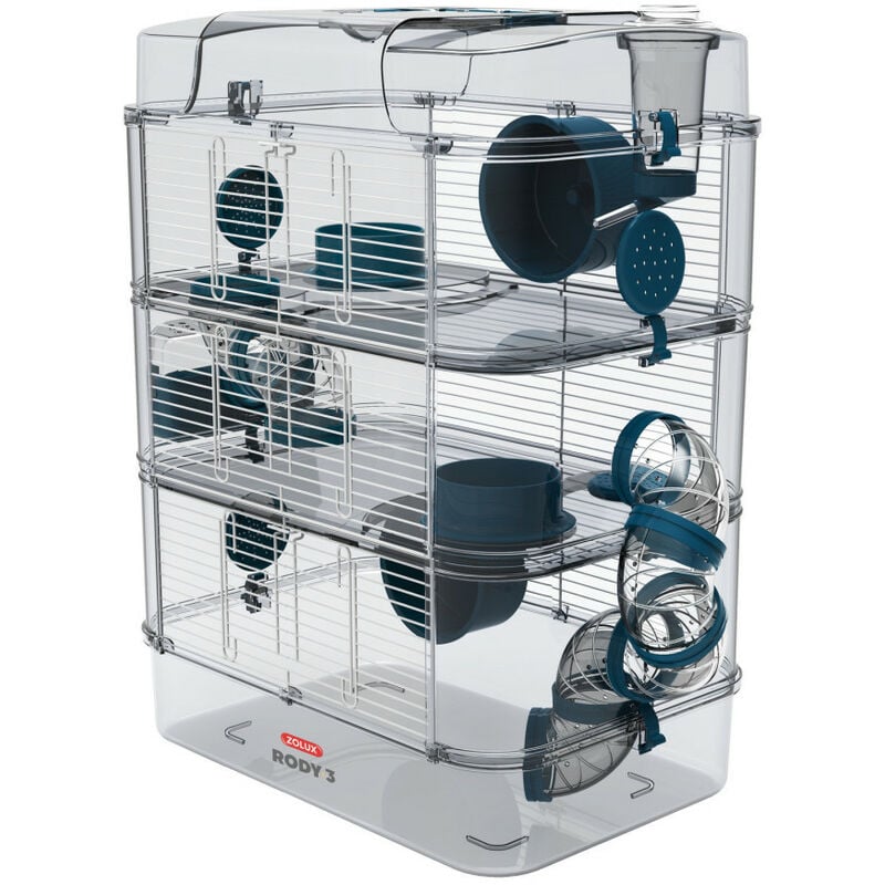 Zolux - Cage Trio rody3. couleur bleu. taille 41 x 27 x 53 cm H. pour rongeur