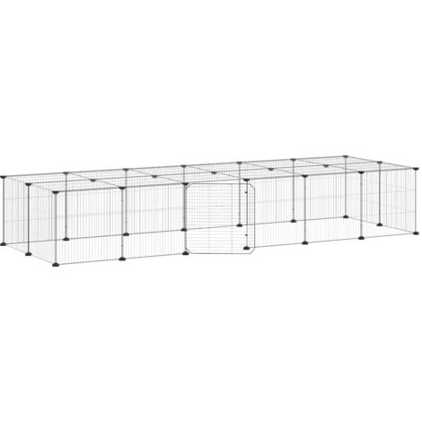 Cage,Enclos pour animaux de compagnie à 28 panneaux et porte Noir 35x35 cm -55656