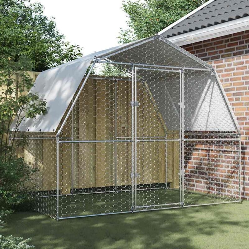 Vidaxl - Cage à poules avec toit et porte argenté acier galvanisé