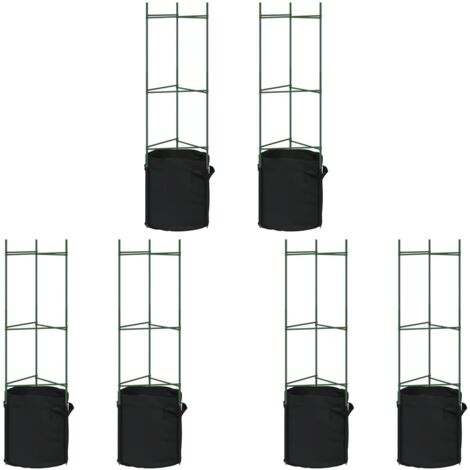 Cages à tomates avec sacs à plantes 6 pcs 116 cm acier et PP CFW81633