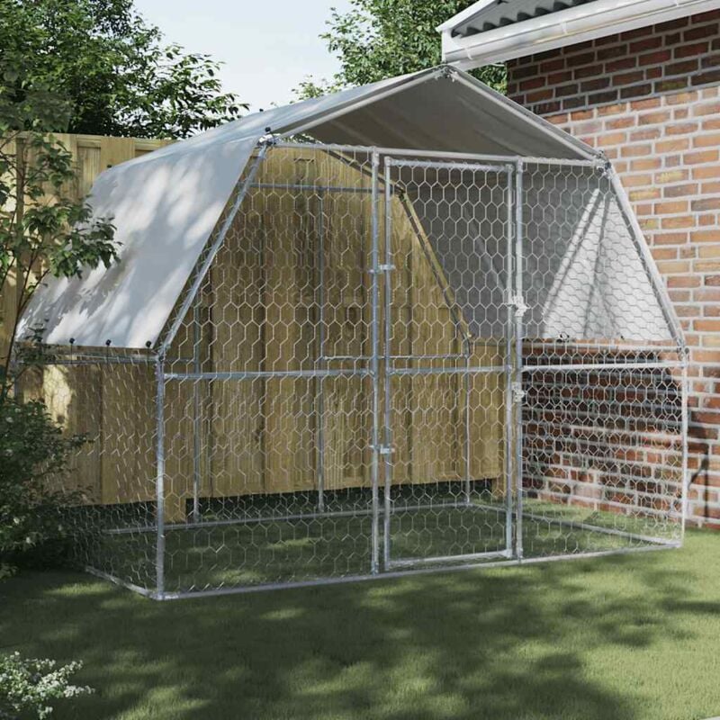 Vidaxl - Cage pour chiens avec toit et porte argenté acier galvanisé
