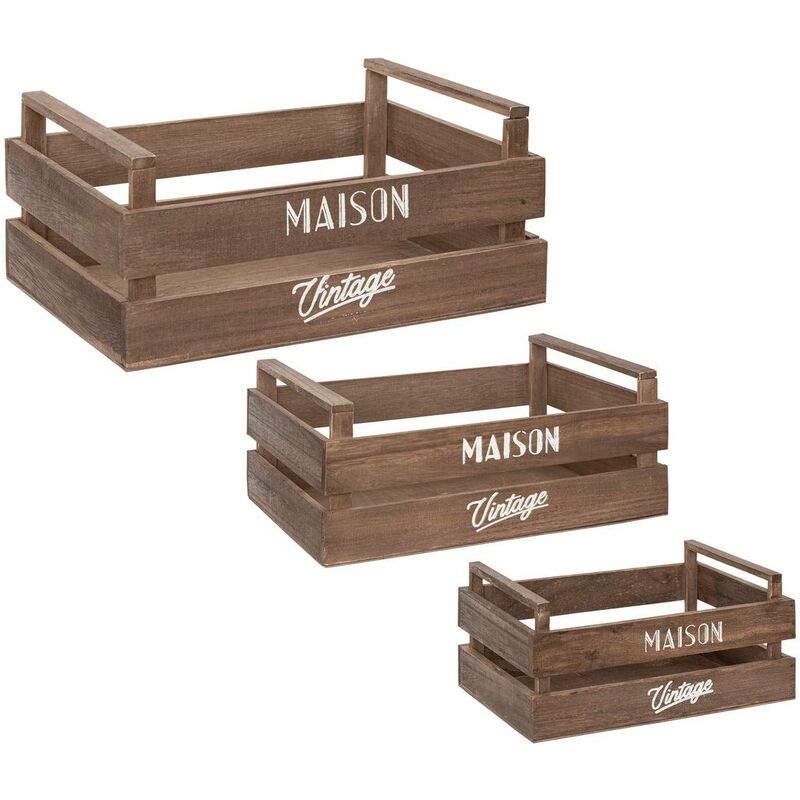 Atmosphera - Set de 3 cagettes en bois L23 29 35cm créateur d'intérieur