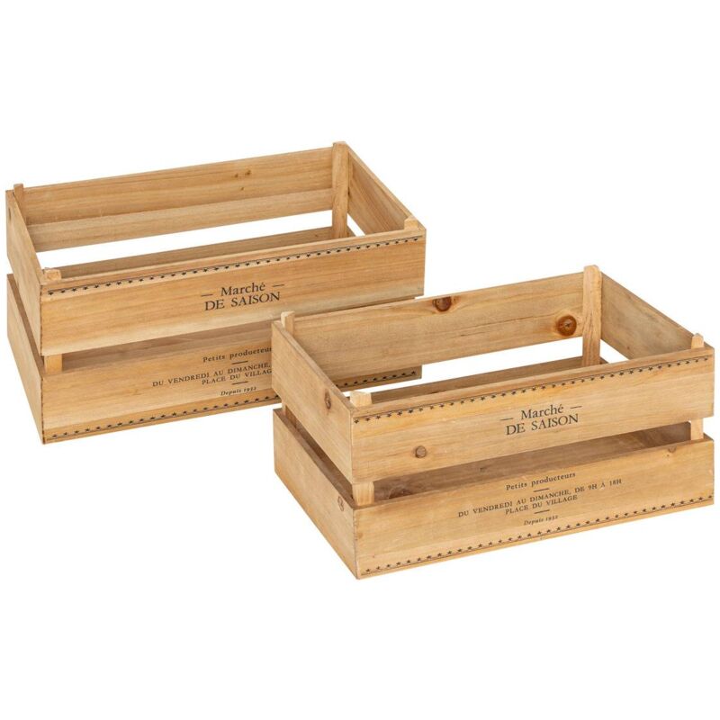 Lot de 2 cagettes Little cottage bois L30 35cm Atmosphera créateur d'intérieur