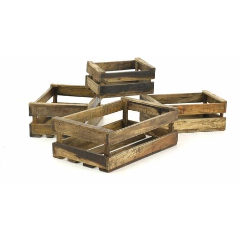 Cagette bois recyclé Noldor (x4) - Naturel foncé
