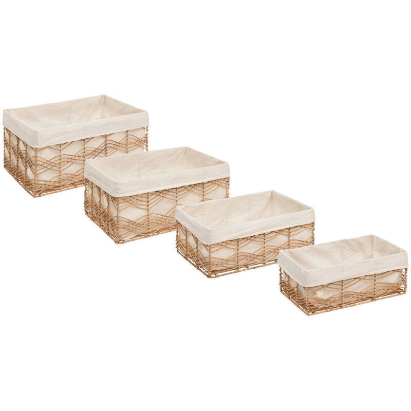 Lot de 4 cagettes en rotin Rosy L33 37 43 48cm beige Atmosphera créateur d'intérieur