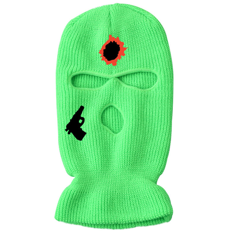 Cagoule 3 trous tricotée couvrant le visage, respirante et coupe-vent pour ski, cyclisme, course à pied - Hommes et femmes