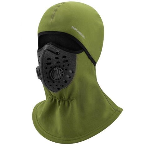 Cagoule avec filtre au cou, chaude, coupe-vent et respirante, idéale pour la moto et le vélo, 112 g, vert armée