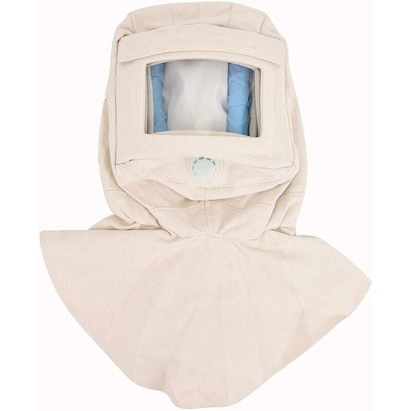 Cagoule de sableur, pare-brise/masque de sableur, masque de protection contre la poussière (beige)