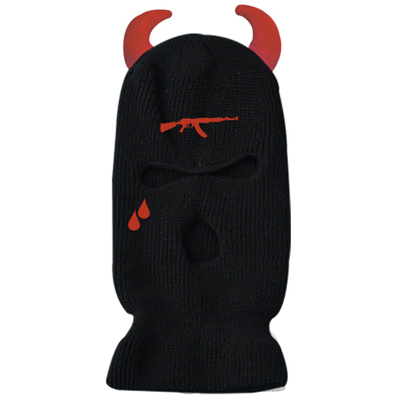 Cagoule polaire 3 trous avec cornes, coupe-vent respirant pour ski, cyclisme et course - Hommes et femmes