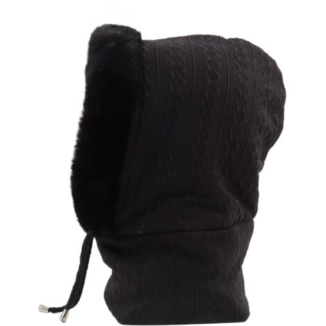 Cagoule polaire femme avec cache-col et masque intégrés - Noir - Équipement d'hiver pour sports en plein air