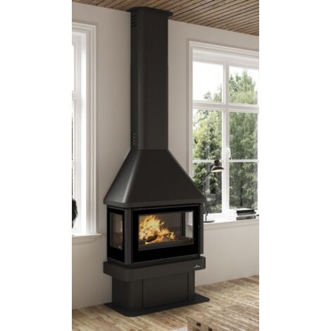 -CAHERSA- Chimenea de Leña BRONPI LISBOA-3CVISION TRES CRISTALES CON