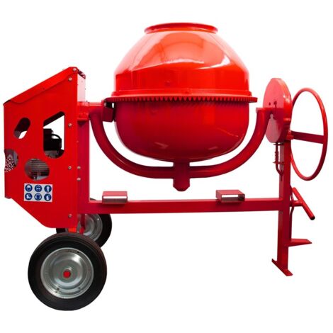 -CAHERSA- Hormigonera Eléctrica ALTRAD ELEC. 360L, 3HP, ROJO, RUEDA NEUM.