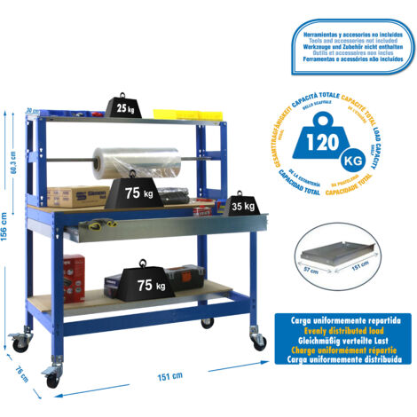 -CAHERSA- MESA DE TRABAJO SIMONWORK BT6 METAL 1BOX 1200x735 AZUL