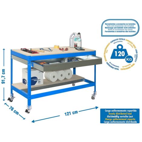 -CAHERSA- MESA DE TRABAJO SIMONWORK MOBILE BT0 BOX 1500 AZUL/MADERA