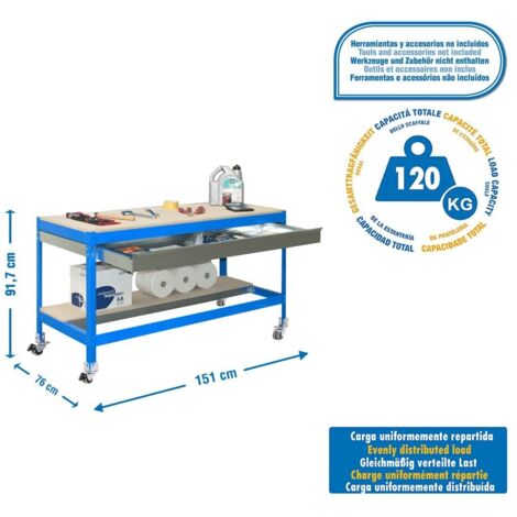 -CAHERSA- MESA DE TRABAJO SIMONWORK MOBILE BT0 BOX 900 AZUL/MADERA