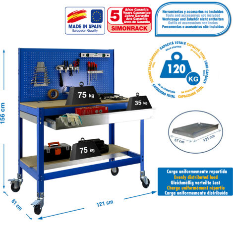 -CAHERSA- MESA DE TRABAJO SIMONWORK MOBILE BT2 BOX 1500 AZUL/MADERA