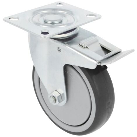 -CAHERSA- Rueda AMIG 2530-100 con Freno Goma Gris