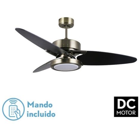 -CAHERSA- Ventilador de Techo  DC CROSS 30W CUERO 3 ASPAS Negro/NOGAL