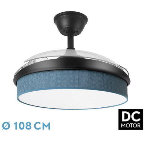 -CAHERSA- Ventilador de Techo DC MODA 72W Negro/AZUL 108D 3ASPAS