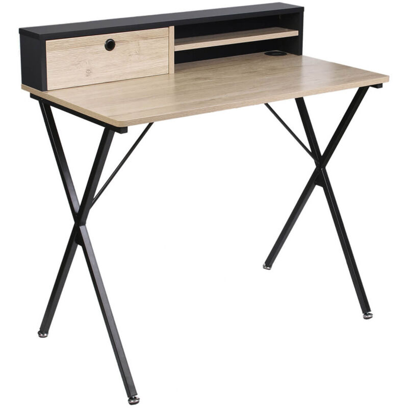 Altobuy - cahill - Bureau Multi-Rangement Effet Bois et Noir