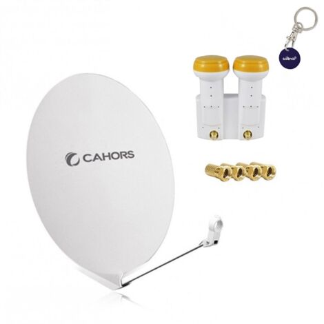 CAHORS PARABOLE SATELLITE FIBRE COMPOSITE BLANCHE SMC 80CM + LNB MONOBLOC TWIN GOLDEN MEDIA 0,1DB