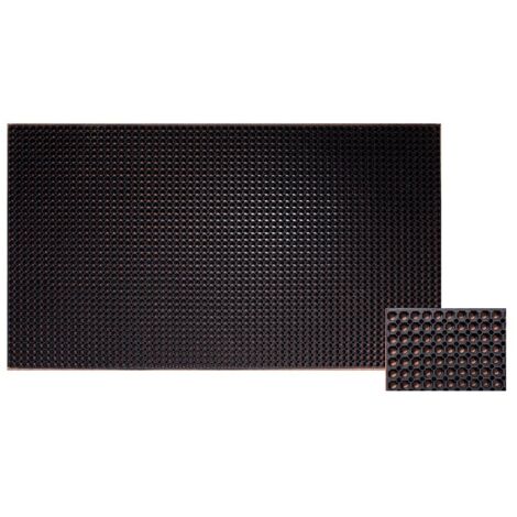 Caillebotis caoutchouc noir pour passage chariots handicapés, dimensions 91 x 152 cm, épaisseur 22 mm, alvéoles de 19 mm - BTB