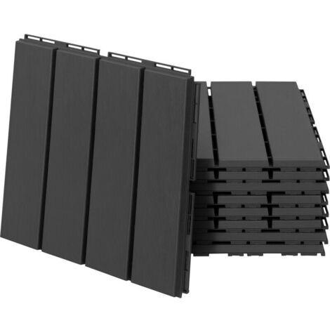 Caillebotis - Dalles terrasse - Lot de 9 - emboîtables, Installation très Simple - Petits Carreaux Composite Plastique Imitation Bois Noir