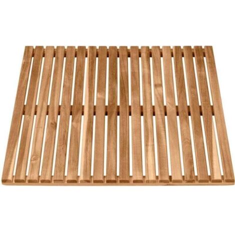 Caillebotis de douche , Sortie de piscine, sauna, Avec pieds antidérapants, Usage intérieur ou extérieur, Acacia Certifié FSC®, 55x55cm, Marron