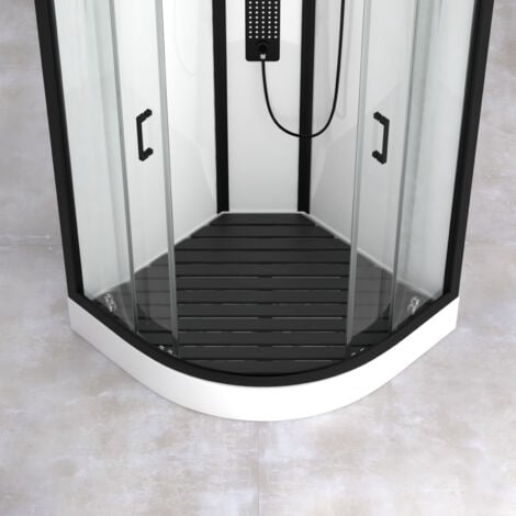 HOMEMAISON caillebotis en bois composite gris pour cabine 1/4 de cercle - dimensions 80,4 x 80,4 cm