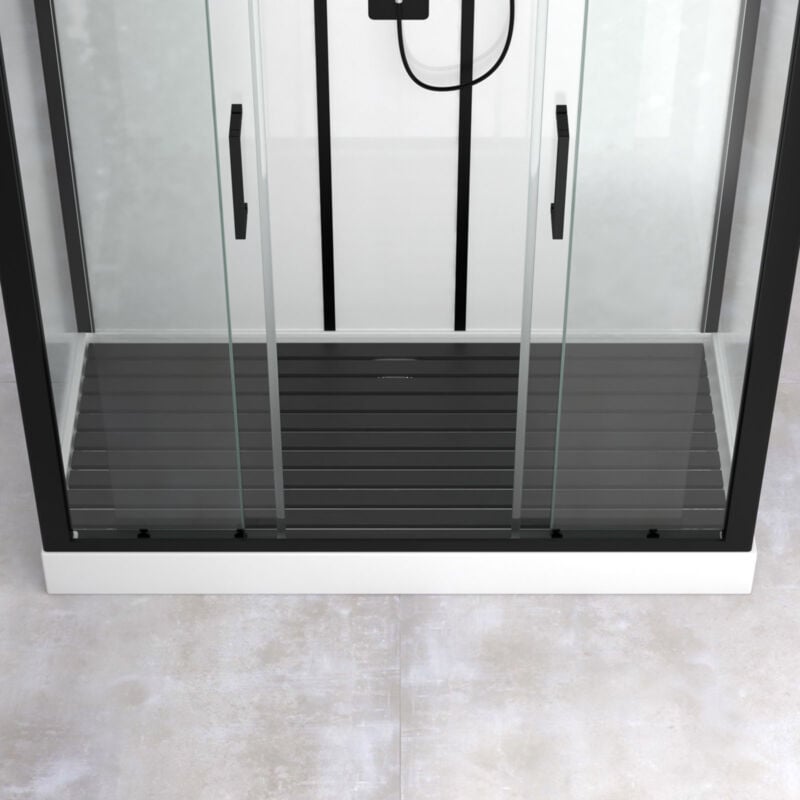 Homemaison - Caillebotis en Bois Composite Gris pour Cabine rectangle - Dimensions 153.5 x 70 cm