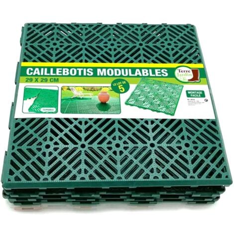 Caillebotis en Plastique X5 - 29 x 29 cm - Antidérapant -  - Vert