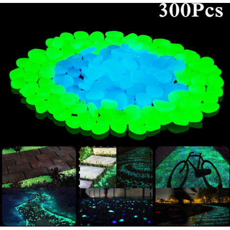 Cailloux lumineux, 300pcs galets décoratifs brillants bleus ver