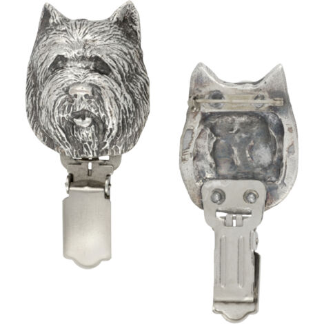 Cairn Terrier - broche avec clip, porte-numéro de départ, badge argenté pour expositions canines par Art-Dog