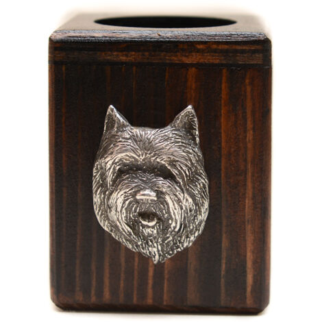 Cairn Terrier II - candelabro in legno con un cane, un ricordo unico dopo la perdita di un cane, realizzato a mano da Art-Dog