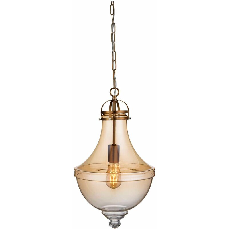 03-searchlight - Cairo pendant light 1 bulb satin bronze amber glass