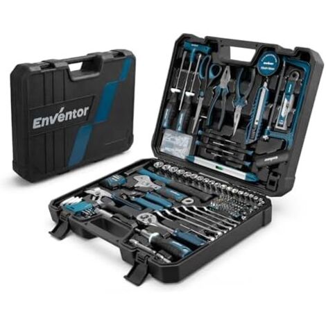 Caisse à Outil complete 280 Pièces - Boite Outils ménagers, Malette outils avec jeu de Tournevis, Marteau, Pinces et Clé Douille Cliquet, pour Bricolage la maison, Voiture, Garage