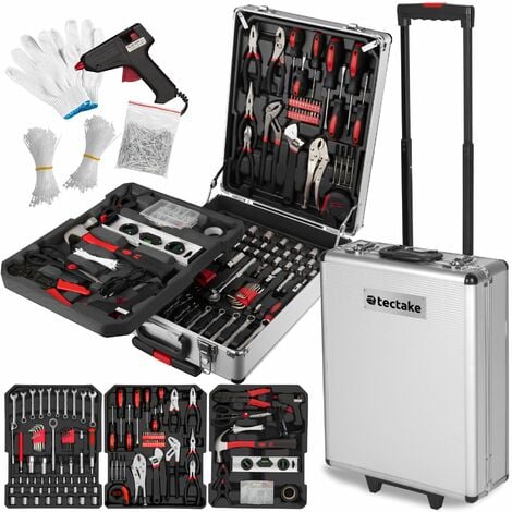 Caisse à outils 799 pièces avec Poignée pliante et télescopique, gants inclus