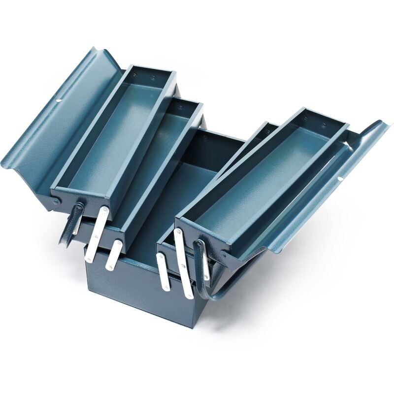 Boite à outils vide 420x200x200 mm en Acier avec 5 Compartiments Caisse pour outils avec Poignée