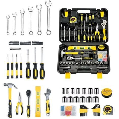 Caisse à outils complète 108 pièces – Boîte à outils en acier – Dimensions 400x310x90mm – Idéale pour réparations voiture et garage
