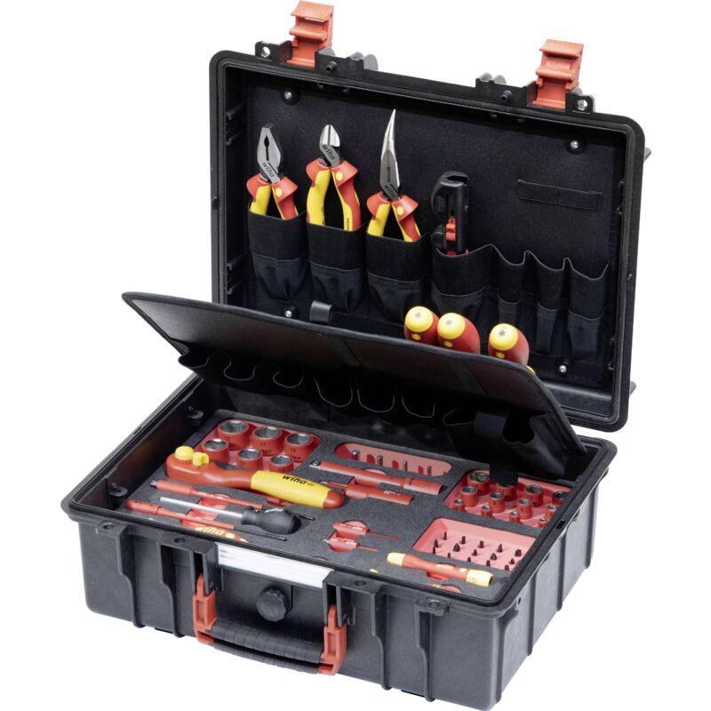 Wiha Set L Mechatronik 62tlg 45833 pour électricien, pour les artisans, pour apprentis, pour professionnels, VDE Mallette à outils équipée 62 piè