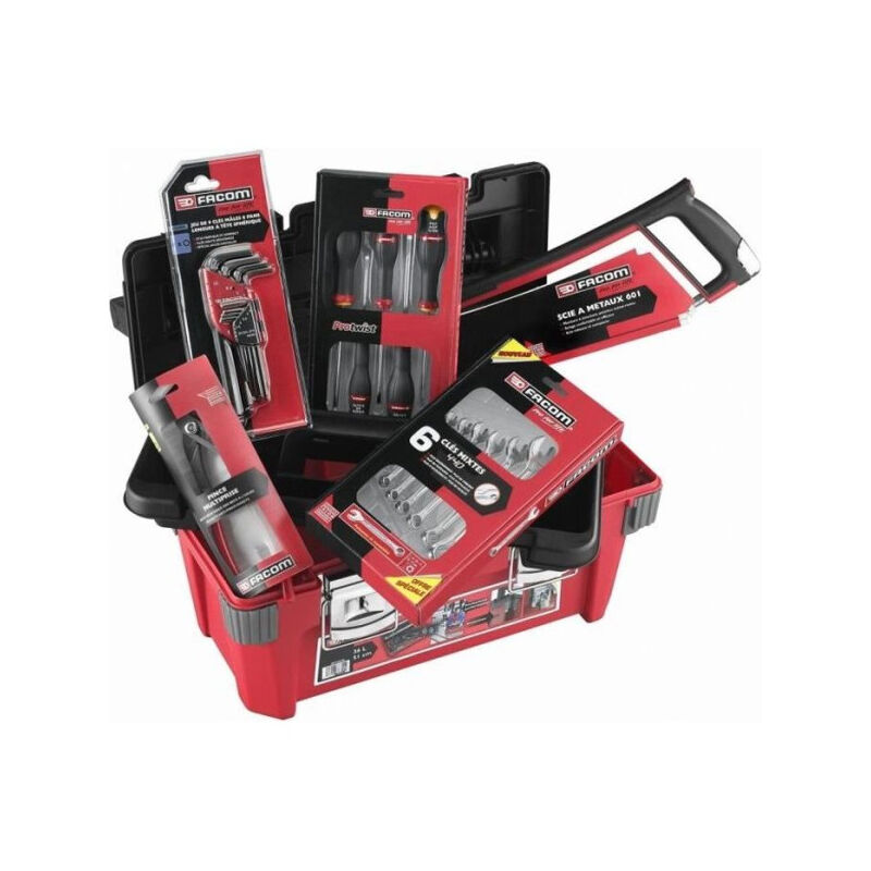 Caisse a outils Facom 22 outils - 5 Tournevis Protwist + 6 Clés mixtes ovg + 9 Clés mâles + Scie métaux + Pince - BP.P20AC