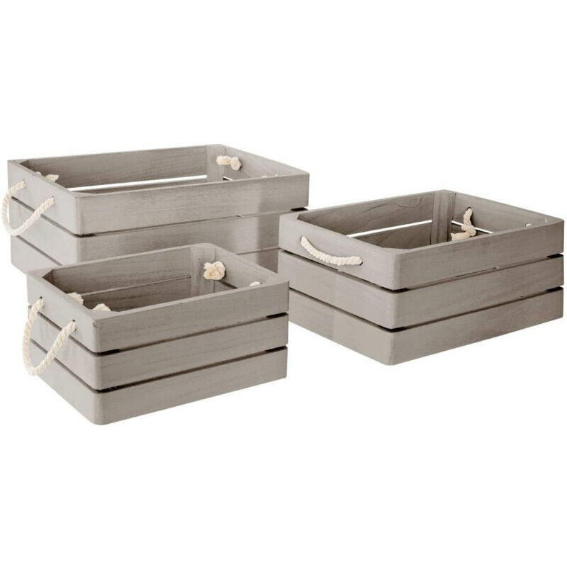Atmosphera - Set de 3 cagettes Amaury en bois gris créateur d'intérieur