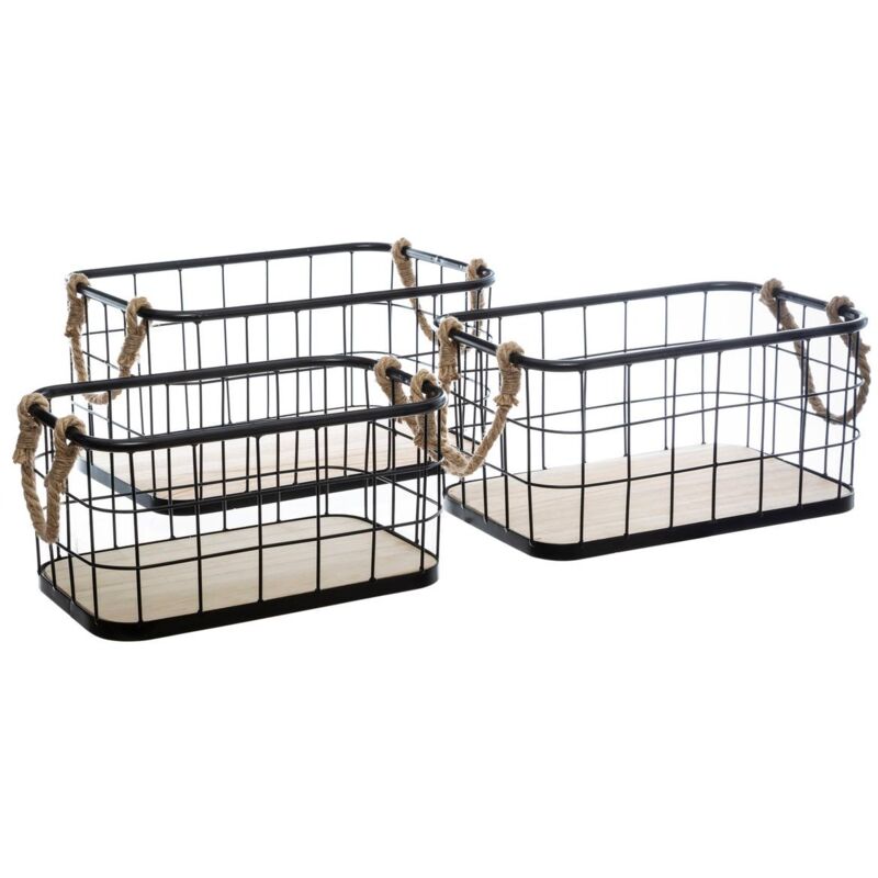 Atmosphera - Set de 3 cagettes Loft métal métal noir créateur d'intérieur