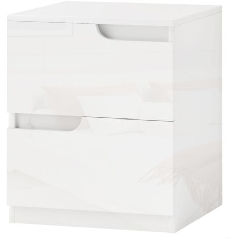 Caisse de chevet Table de chevet avec 2 tiroirs,table de chevet pour salon,chambre,40 x 40 x 48 cm,blanc brillant