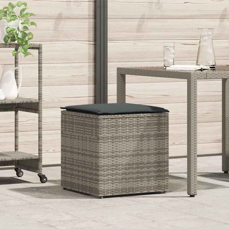 vidaXL Boîte à coussins avec stockage Gris 50 x 50 x 50 cm polyrotin