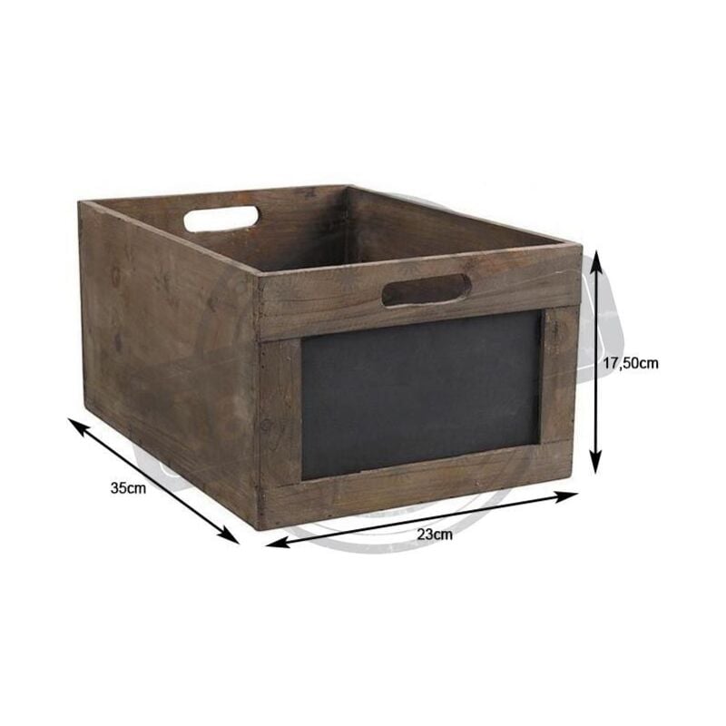 Aubry Gaspard - Caisse de rangement en bois avec ardoise 35 x 23 x 17,5 cm