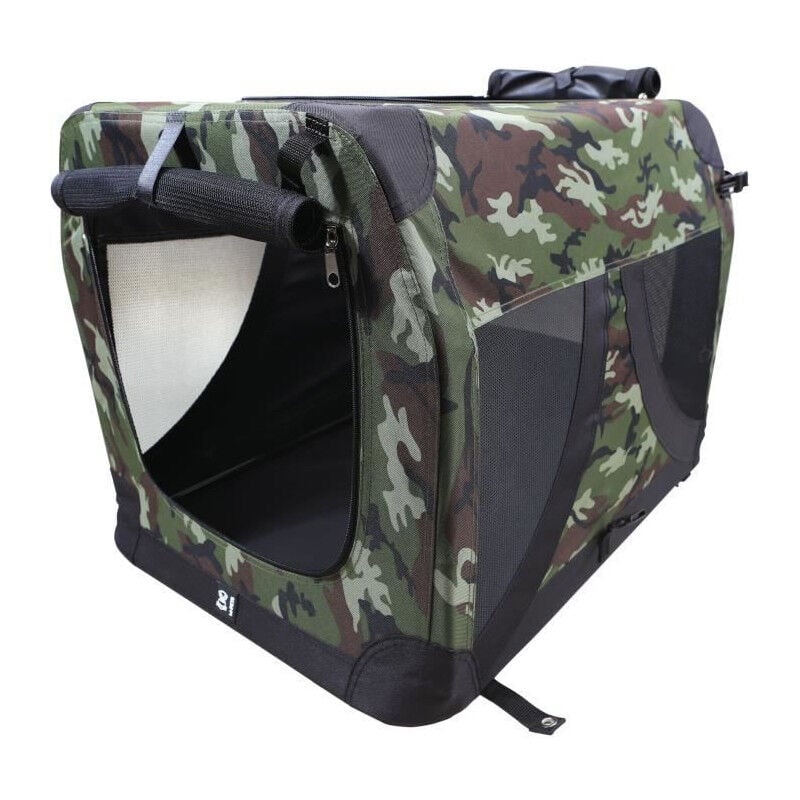 Caisse de transport M Pets comfort crate l - Camouflage - Pliable - Cadre métallique - Grilles d'aération