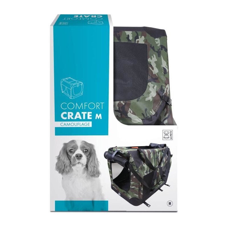 M Pets - Caisse de transport comfort crate m - Camouflage - Pliable - Cadre métallique - Grilles d'aération
